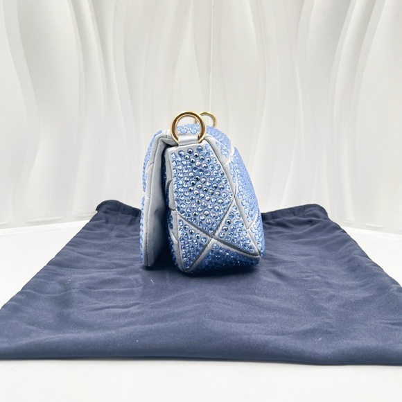 PRADA Mini Satin Bag with Crystal Embellishments Blue Gold Hardware - Picture 8 of 16